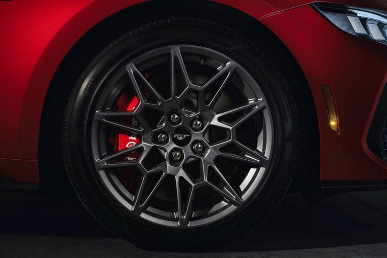 2024 Ford Mustang® model with a close-up of a wheel and brake caliper | Wyatt Johnson Ford in Nashville TN